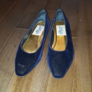 Vintage Blue Velvet Flats Size 7.5
